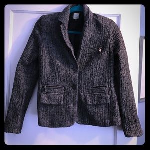 Ecru women’s blazer suit jacket grey and white size 6 two button